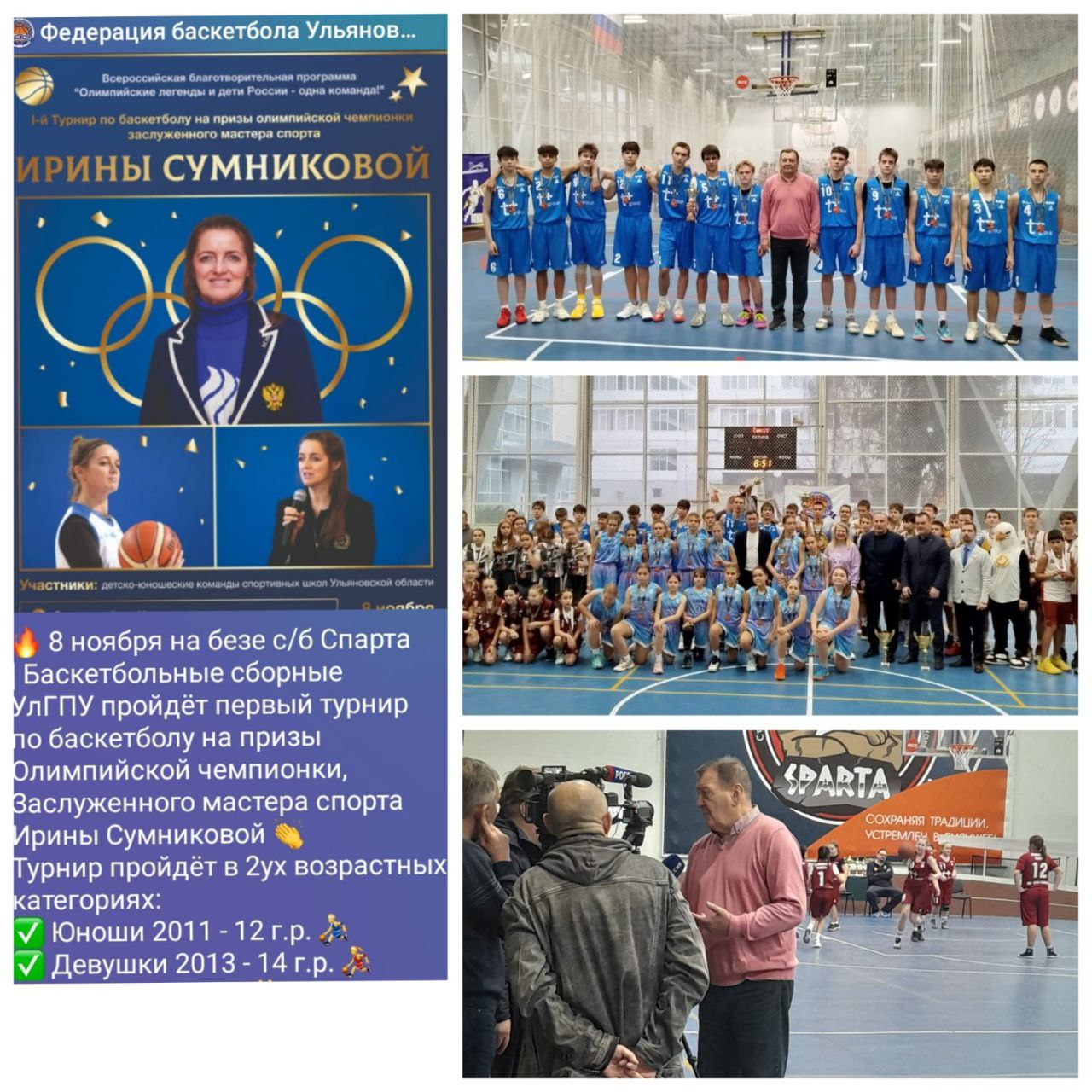 1-ый турнир по баскетболу на призы Олимпийской чемпионки, Заслуженного мастера спорта России Ирины Сумниковой.